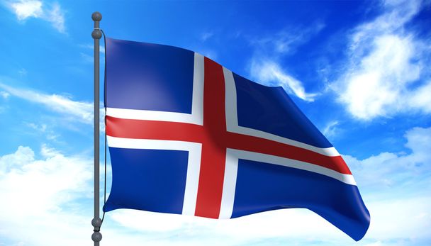 Bandera de Islandia en el viento
 - Foto, Imagen