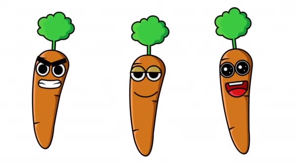 κινούμενο βίντεο με emoticons καρότου με διάφορες εκφράσεις - Πλάνα, βίντεο
