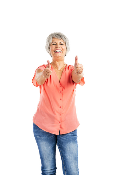 Positive old woman with thumb up - Фото, зображення