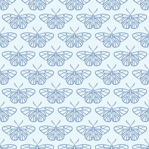 Niebieski motyl bez szwu powtarzać wzór tło, tapety wektorowe - Wektor, obraz