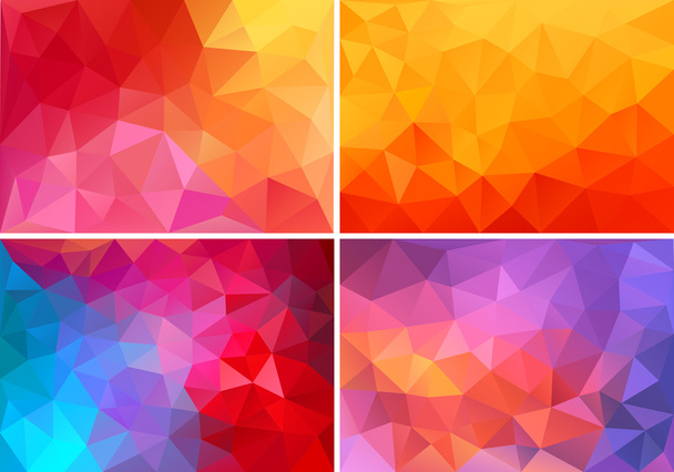 red and pink low poly backgrounds, vector set - Vector, Image