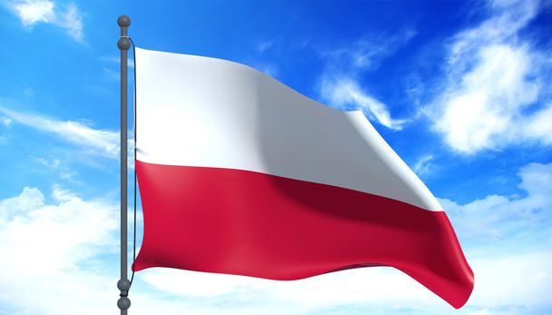 Vlajka Polsko ve větru - Fotografie, Obrázek