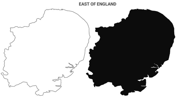 Kaart van East Anglia, Oost-Engeland Bestuurlijke Kaart Set - blanco schema  - Foto, afbeelding