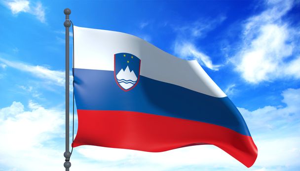 スロベニアの旗風に - 写真・画像