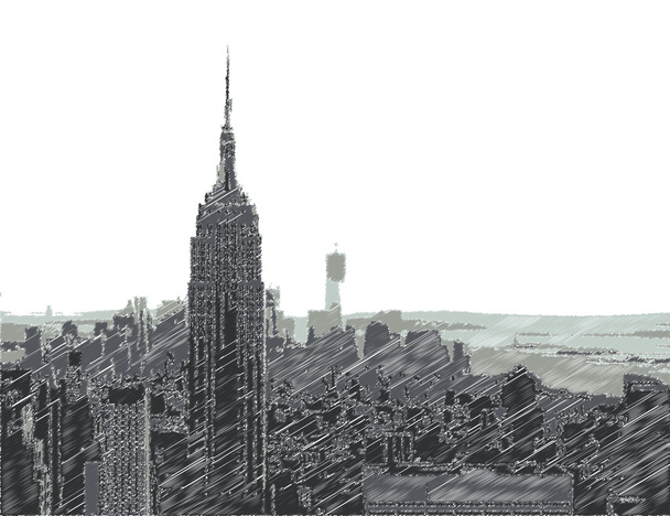 Wolkenkrabbers in de stad illustratie - Vector, afbeelding