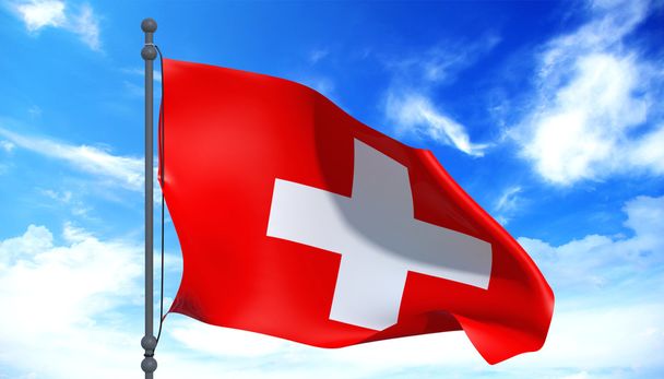 スイスの国旗風に - 写真・画像