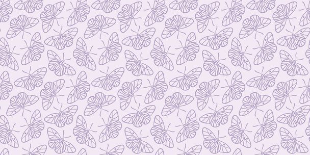 Fioletowy wzór wektor motyl tło, bezszwowe powtarzanie tapety - Wektor, obraz
