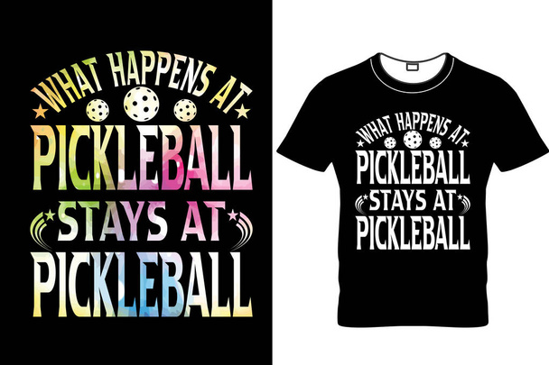  Was beim Pickleball passiert, bleibt beim Pickleball Retro Vintage Grange PickleballT-Shirt Design, Typografie Pickleball T-Shirt Design, Pickleball Shirt, Pickleball Player Shirt, Lustiges Pickleball T-Shirt. - Vektor, Bild
