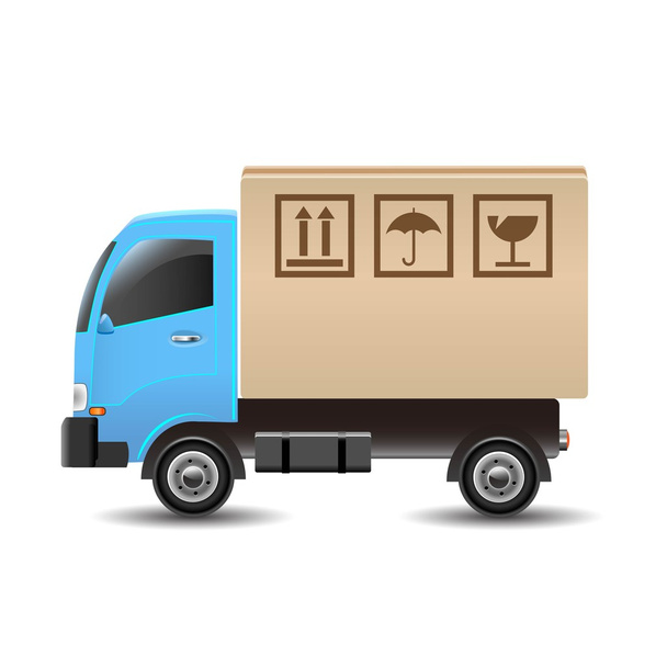 Bir karton kutu ile kamyon - Vektör, Görsel