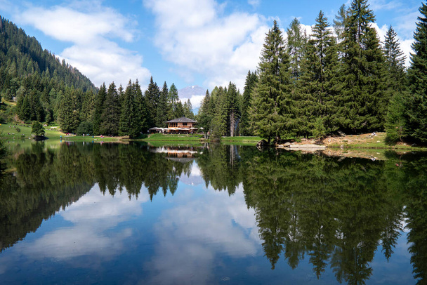 Il lago dei Caprioli un lago alpino del Trentino nord-ouest. Si trova in localit Fazzon, nel comune di Pellizzano a 1280 metri di quota - Photo, image