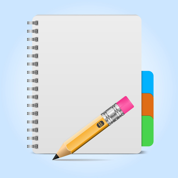 Vector illustration of realistic spiral notebook and detailed pencil - ベクター画像
