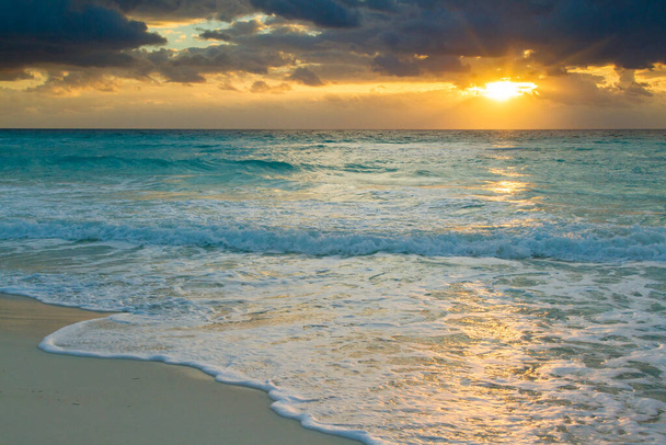 Sunrise over the beach on Caribbean Sea. - Photo, Image