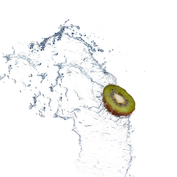 kiwi slice splash in water-isolated on white background - Fotografie, Obrázek