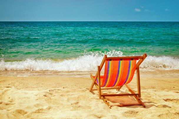 Lounge chair on the beach - Zdjęcie, obraz