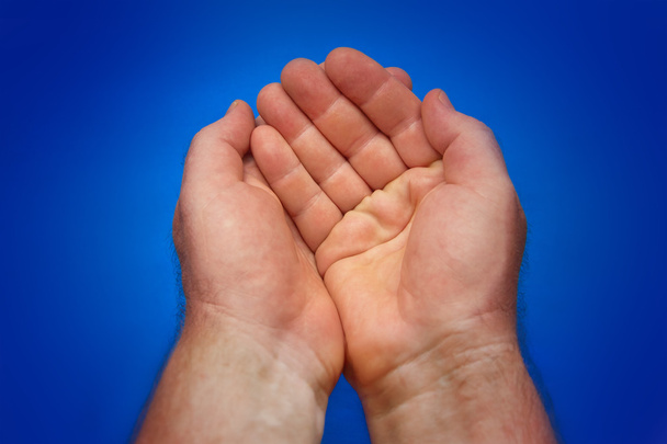 Handen gevouwen in een kopje - Foto, afbeelding