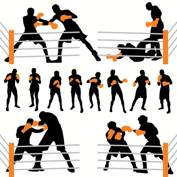 Boxers Silhouettes Set - Vector, Image