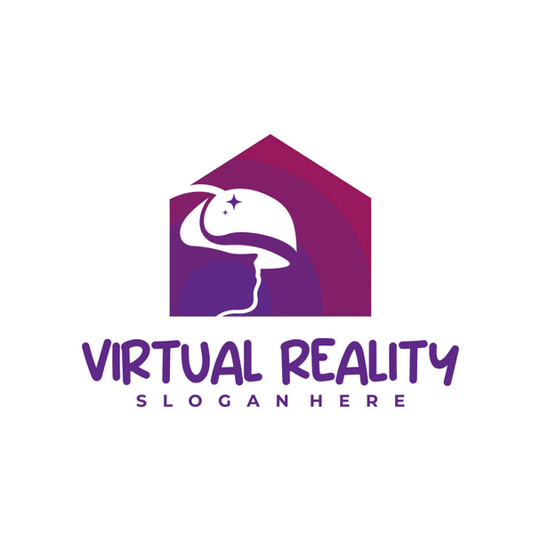 Projekt logo House Virtual Reality Szablon. Ilustracja wektora logo Creative Virtual Reality. - Wektor, obraz