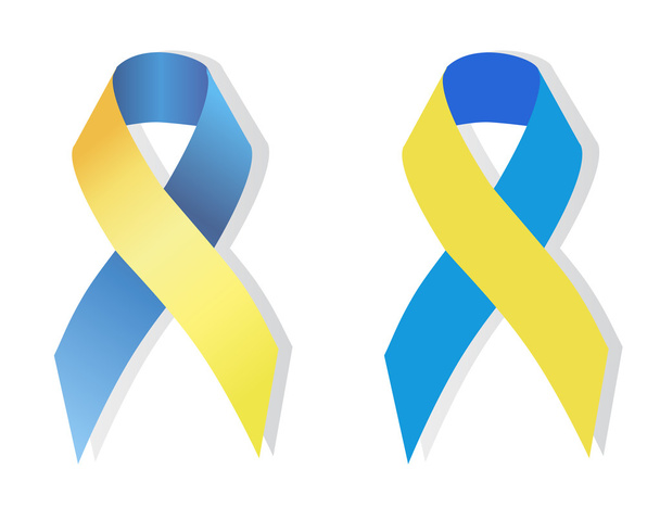 Κορδέλα μπλε και κίτρινο σύνδρομο Down - Διάνυσμα, εικόνα