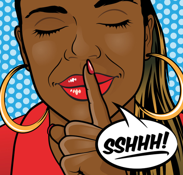 Поп-арту, афро-американських дівчата Sshhh губи. - Фото, зображення