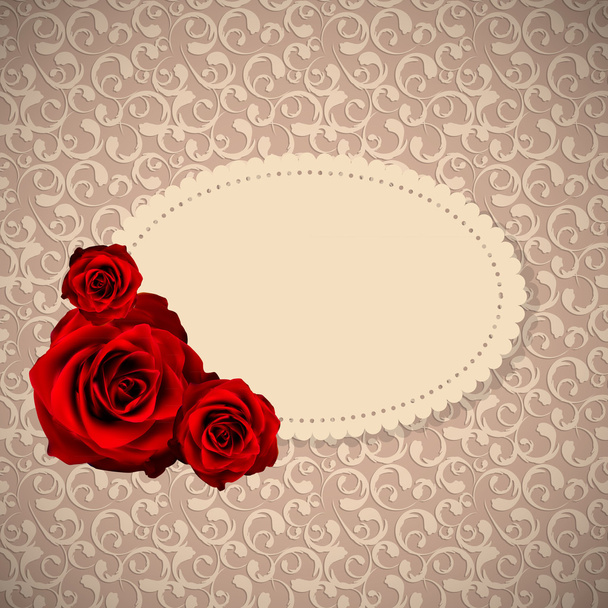 Beautiful Floral Cards with  Realistic Rose Flowers Vector Illus - Vector, Image