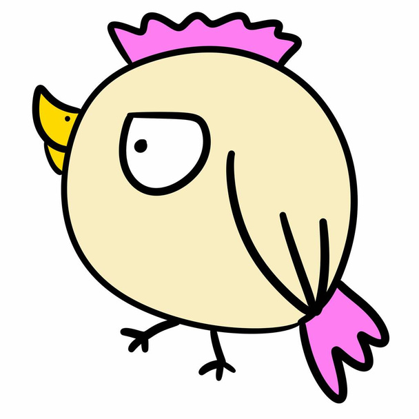 Beyaz arkaplanda sevimli kuş karalama karikatürü - Fotoğraf, Görsel