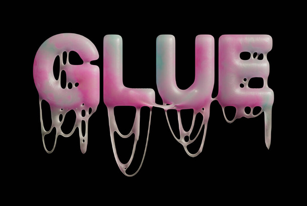 Stilisiertes 3D gerendertes Zeichen mit dem Titel GLUE mit Clipping-Pfad. - Foto, Bild
