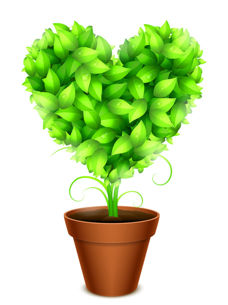 Green Leaves Heart - Wektor, obraz