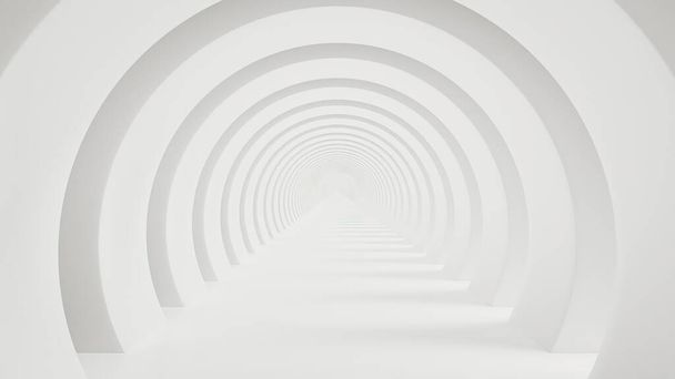 Hipnotikus kerek íves alagút - A Play of Light, Shadows, és geometria 3D háttér, 3D render - Fotó, kép