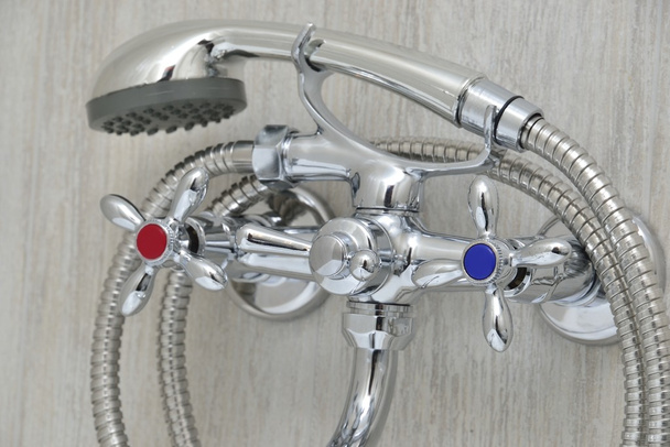 chrome faucet with showerhead - Photo, Image