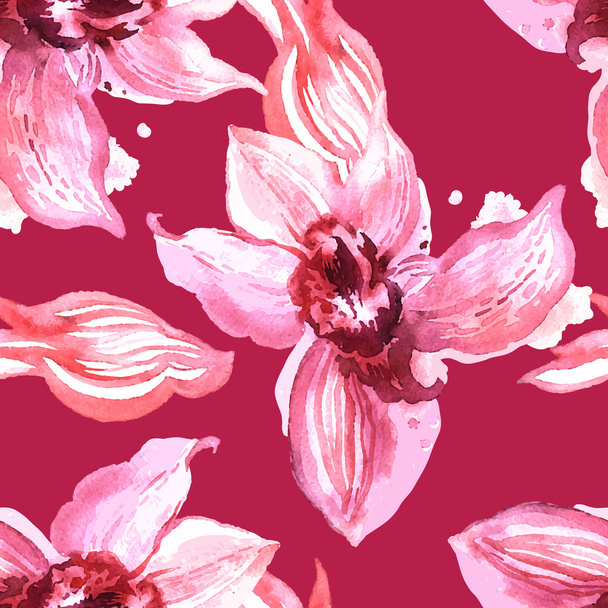 Pattern with pink orchids - Вектор, зображення