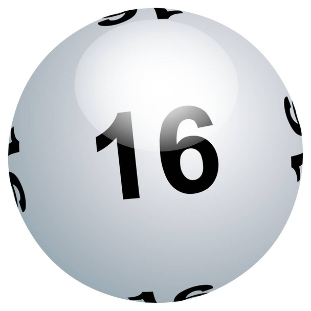 Bílé lotto míč číslo 16 na bílém pozadí - Fotografie, Obrázek