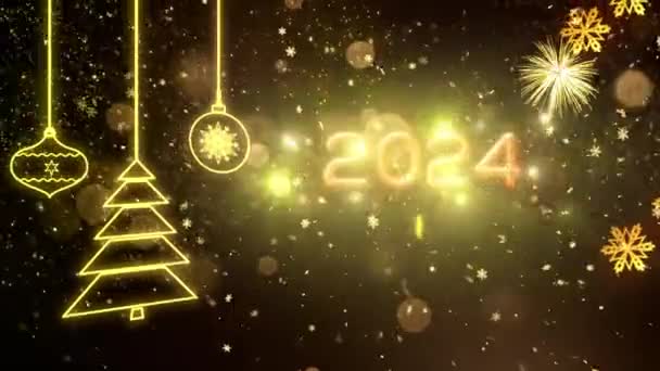 2024 Щасливий Новий рік Тематичний фон Анімація, Висока якість Новий рік Анімація для святкових сезонів, Висока якість Щасливий Новий рік Анімація на 2024 рік - Кадри, відео
