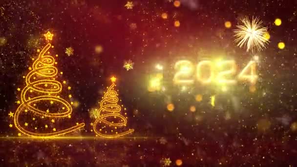 Animación de fondo temática de año nuevo feliz 2024, Animación de año nuevo de alta calidad para las temporadas navideñas, Animación de introducción de año nuevo feliz de alta calidad para el año 2024 - Metraje, vídeo