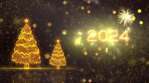 2024 Szczęśliwego Nowego Roku tematyczne tło Animacja, Wysokiej jakości Nowy Rok Animacja na sezon wakacyjny, Wysokiej jakości Szczęśliwego Nowego Roku Intro Animacja na rok 2024 - Materiał filmowy, wideo