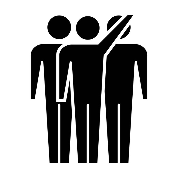 Leadership icona vettore gruppo di persone e simbolo leader nell'illustrazione pittogramma glifo - Vettoriali, immagini