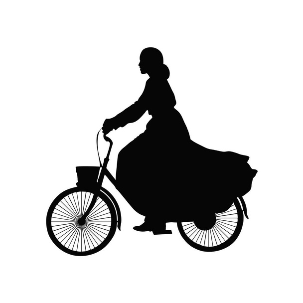 Egy női biciklis biciklis biciklis sziluettben. ai generált illusztráció. - Vektor, kép