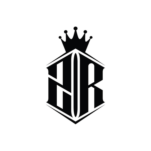 ZR levél logó monogram hatszög pajzs alakú korona éles stílus design sablon - Fotó, kép