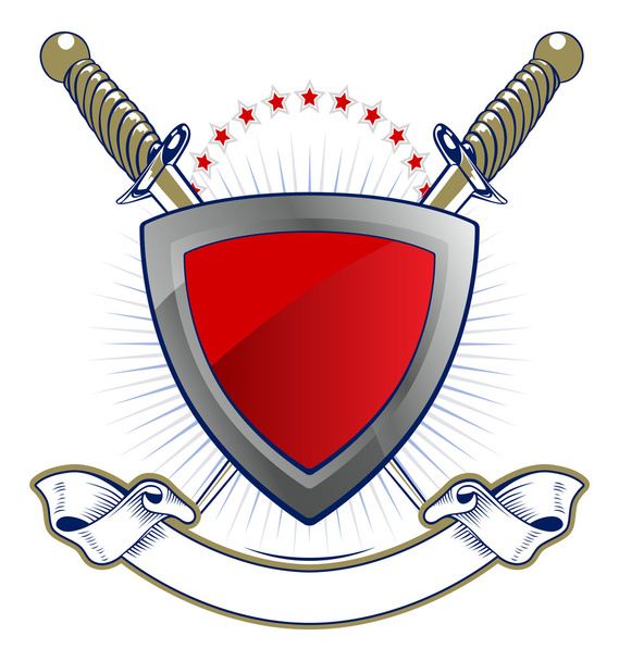 Escudo e emblema de espada
 - Vetor, Imagem