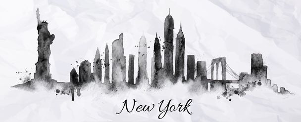 Silhouette ink New york - Vector, Image