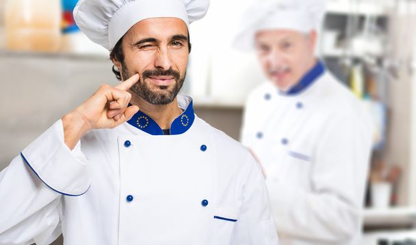 Chef at work in Kitchen - Zdjęcie, obraz