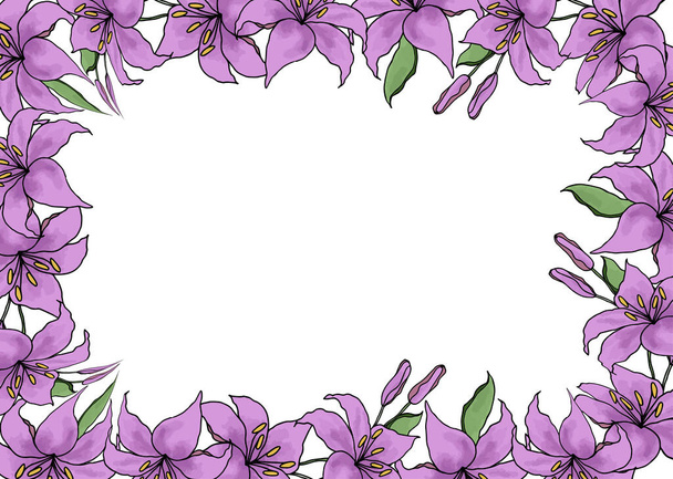 結婚式のカードや招待状のためのリリーの水彩の花の背景. 手描きベクターイラストテンプレート. - ベクター画像