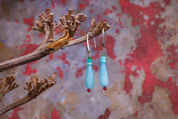 Close up of chalcedony earrings - Photo, Image