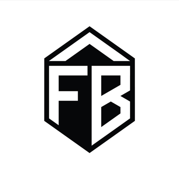 FB Lettera Logo monogramma forma semplice esagono scudo isolato modello di design stile - Foto, immagini