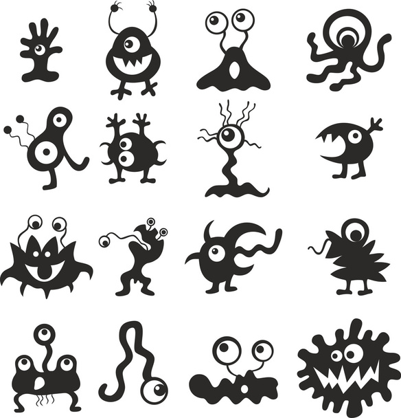 Joukko hirviöitä bakteerit virukset logo
 - Vektori, kuva