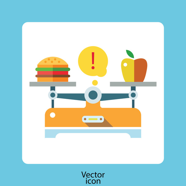 Cartaz de equilíbrio de peso com maçã
 - Vetor, Imagem