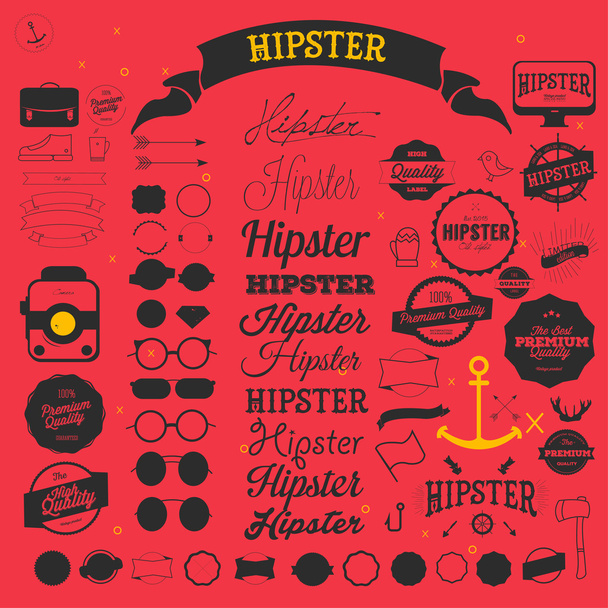 Икона стиля хипстер и набор этикеток
 - Фото, изображение