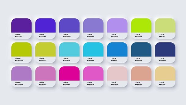 Paleta de colores, muestras de color en RGB, colores HEX, color brillante en el catálogo de códigos HEX, paleta de pintura, tonos de colores. Ilustración vectorial - Vector, imagen