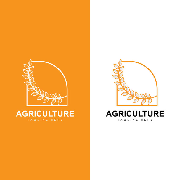 米のロゴ,農場小麦ロゴデザイン,ベクターシンボルアイコングラフィックイラスト - ベクター画像