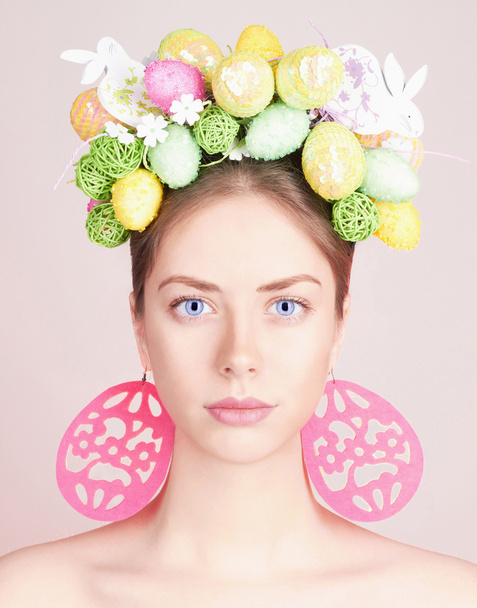 Beautiful Easter Woman. Hairstyle - Photo, Image