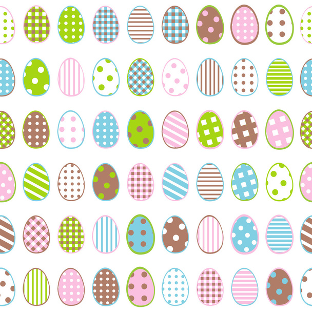 Easter wrapping paper with patterned eggs on white background - Vector, Image